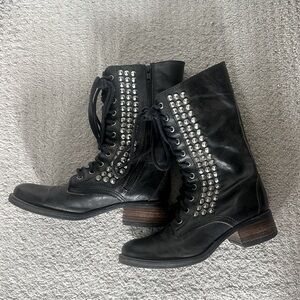 Steve Madden black leather studded boots